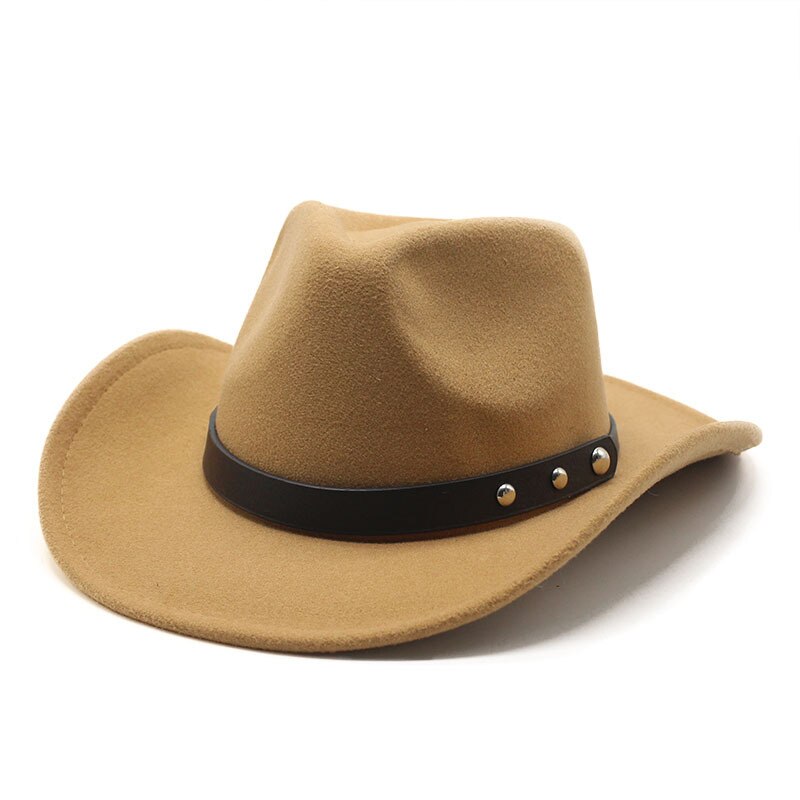 Punk estilo ala vaquera vaquero del Oeste se Jazz tapa CABALLERO DAMA Sombrero Hombre Cap: Camel