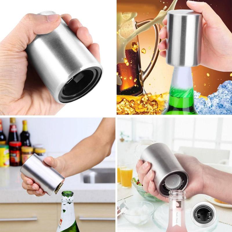 Rvs Automatische Flesopener Bier Soda Cap Wijn Flesopener