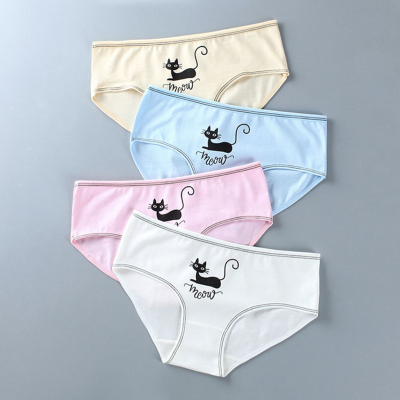 4 Teil/los Unterwäsche Baumwolle 8-12-14 Jahre alt Atmungsaktive Slip Schüler Teenater Mädchen Slip: fubaifenlan