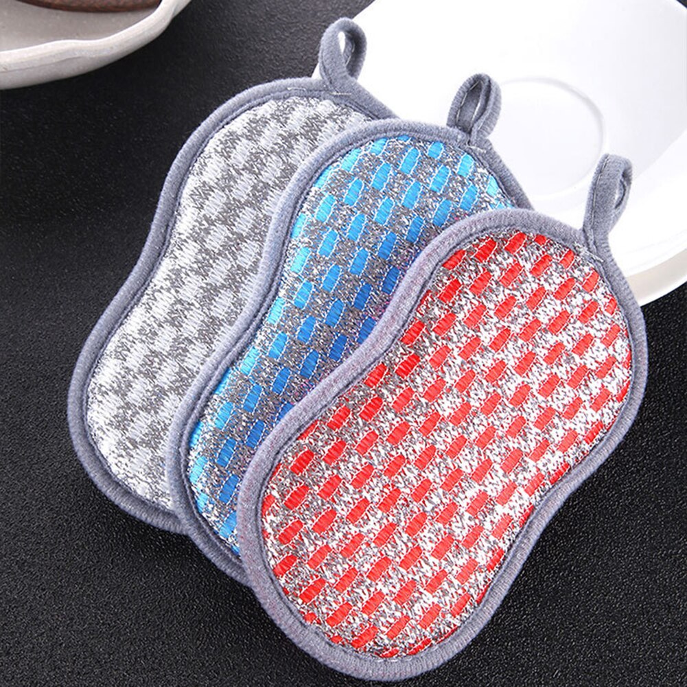 5Pcs Household Kitchen Cleaning Pad Dish Washing Cloth Sponge Scourer Brush 2 sided magic scrubbing bowl cloth kitchen cleaning