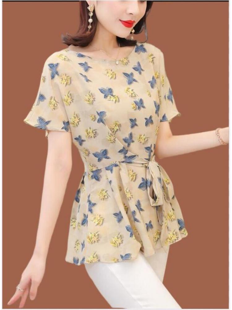 S -4xl löst sittande kläder kvinnor sommar kontorsdam fluga skjortor casual retro vintage blommigt tryck peplum toppar blusar