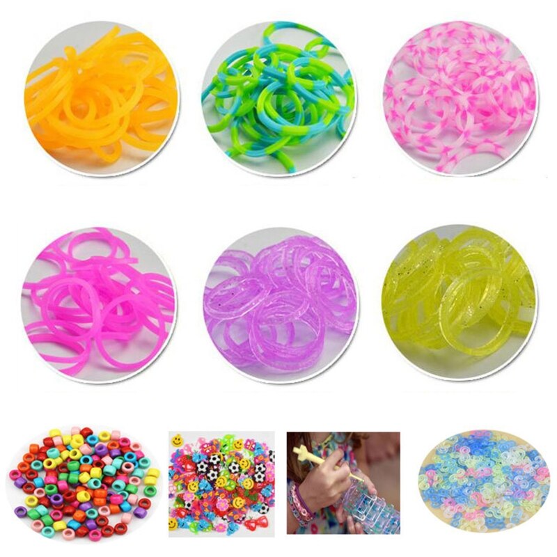 Elastic Rubber Colourful Loom Bands Starter Box with Crochet Bracelet Weaving