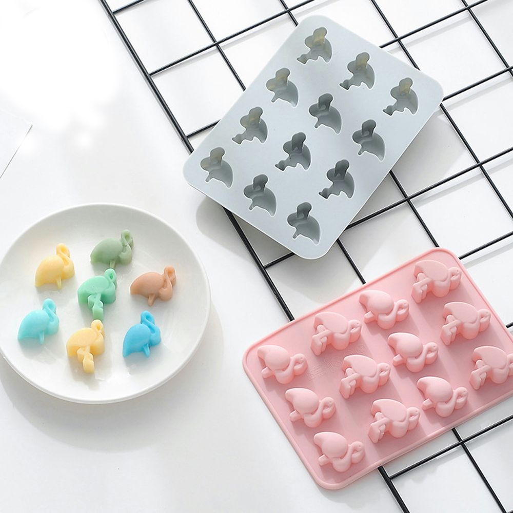 12 gaten flamingo mal koekjes fondant decoratie diy taart 3d zeep maker cupcake chocolade mal siliconen bakvorm ijsblokjesvorm
