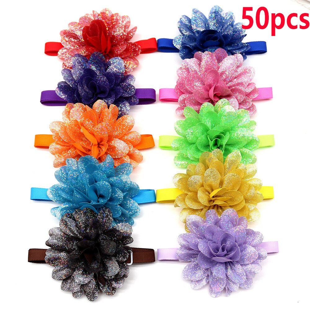 50/100pc lemmikkitarviketta koiran rusetti kukka lemmikki koira kissa rusetti solmio kevät lemmikkitarvikkeet koiratarvikkeita pienille koirille: 50 kpl