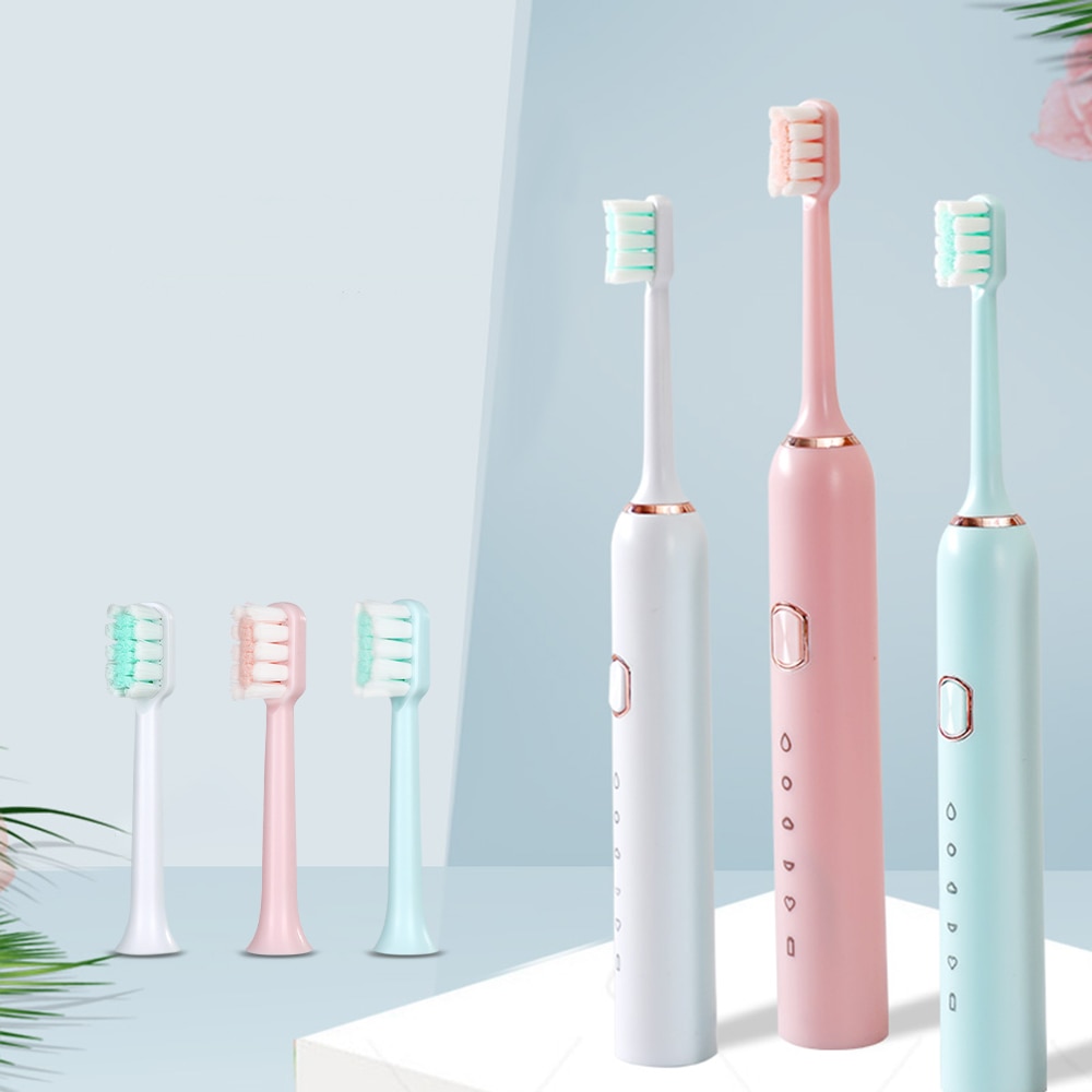 Intelligent Automatic Electric Toothbrush Adult 5 Modes Tooth Brush USB Charging Waterproof Tooth Whitening tooth Heads Set