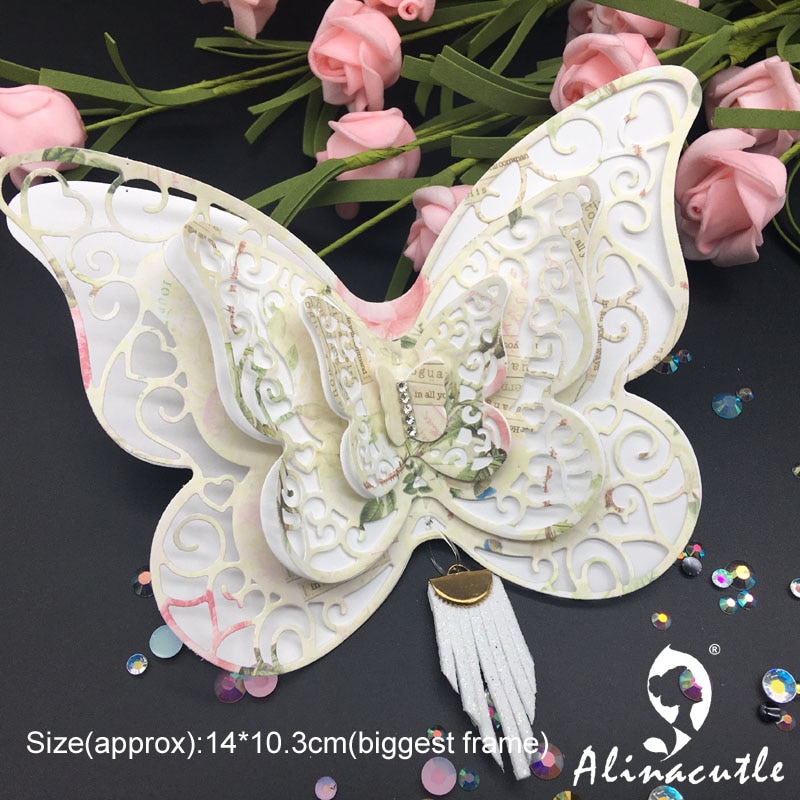 Die Cut Metal Cutting die butterfly 7pc layered lace butterfly Scrapbook Paper Craft Handmade Card Punch Art Cutter Die Cut
