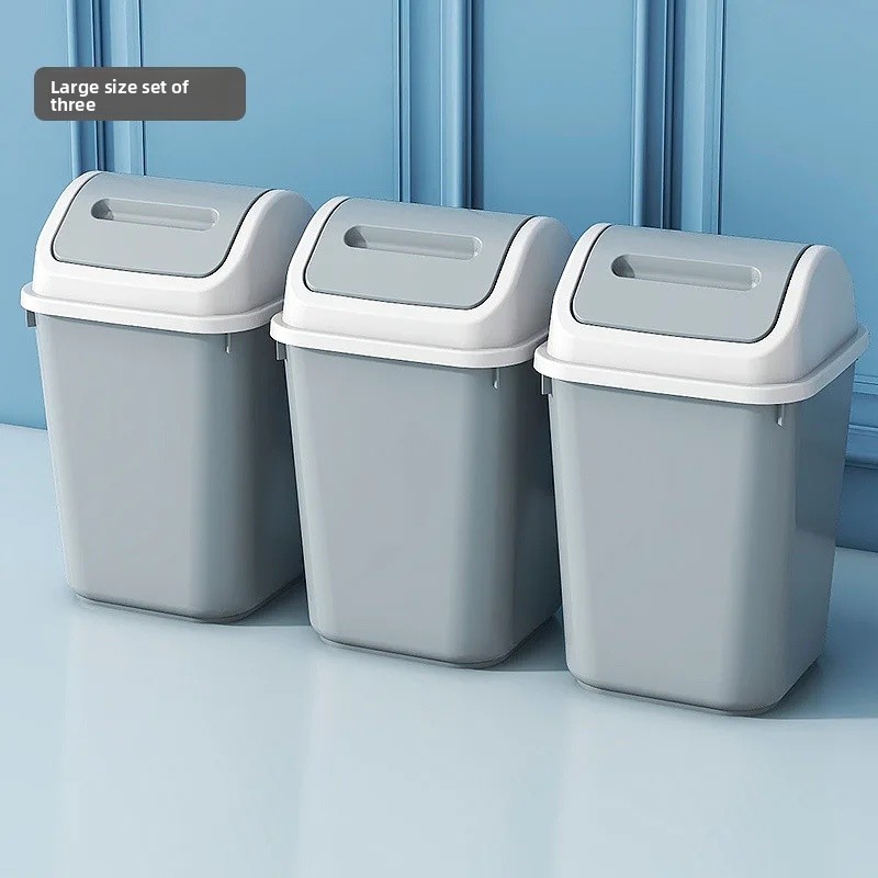 Duży, szczelny kosz na śmieci robić domu, łazienki, kuchni, salonu z pokrywą, plastikowy kwadratowy pojemnik na odpady robić sypialni.: Ciemnoniebieski