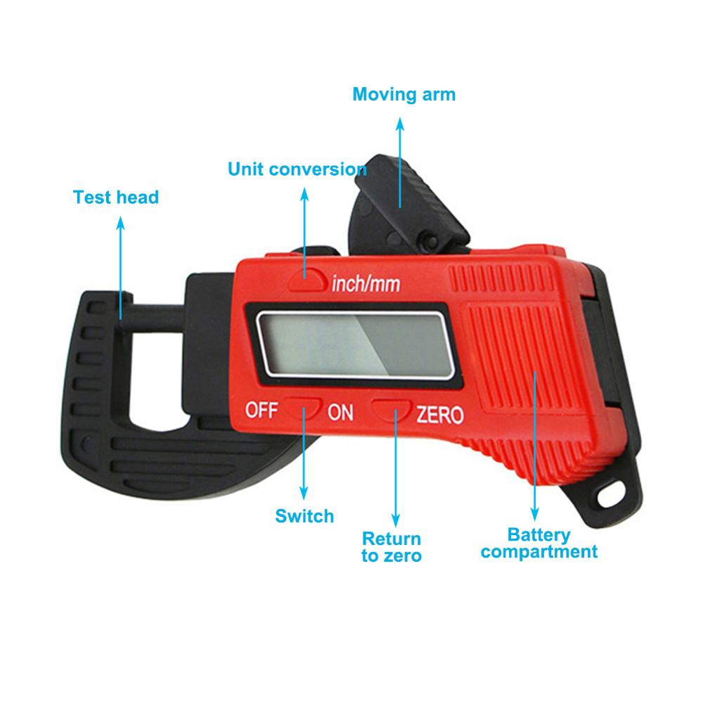 Electronic Thickness Gauge 0-12.7mm Measurement Range Thickness Meter Tester Visual Display Data Mini Electronic Thickness Gauge
