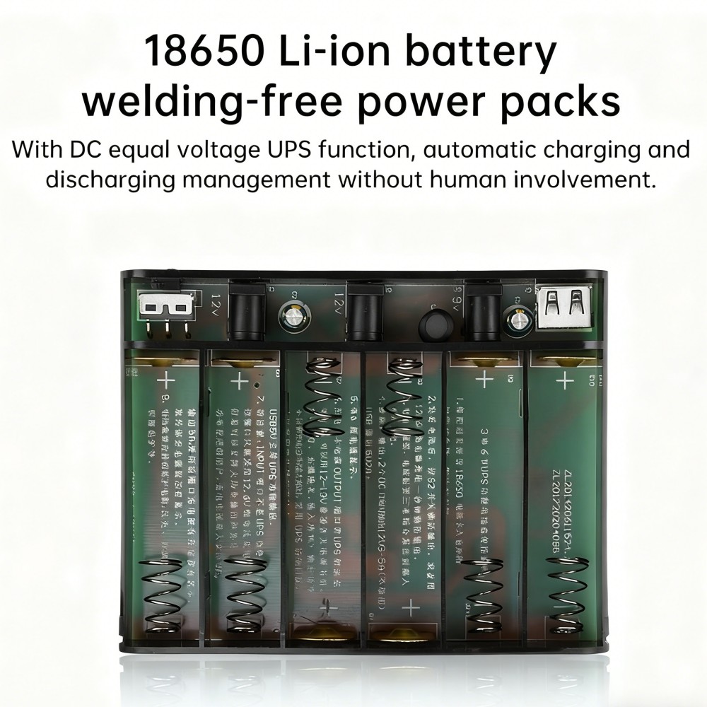 Keskeytymätön virtalähde tee-se-itse-varavirtalähde dc ups 5v 9v 12v lähtö 6x 18650 akku kodin reitittimeen matkapuhelimeen tablettiin modeemiin