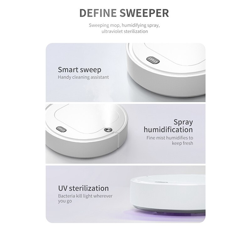 Robot Vacuum Cleaner 4-In-1 Auto Rechargeable Smart Sweeping Robot Dry Wet Sweeping Vacuum Cleaner Disinfection Home