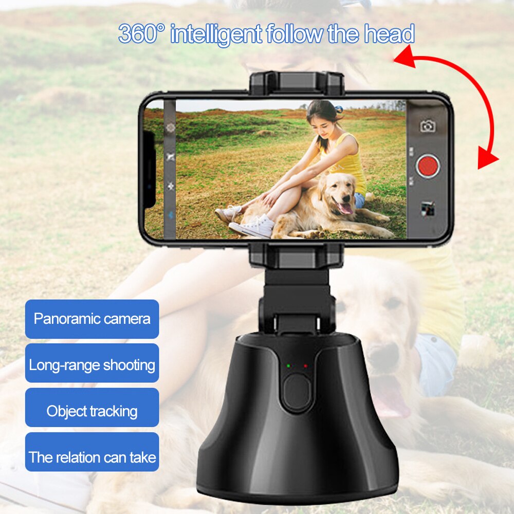 Draagbare All-In-Een Auto Smart Schieten Selfie Stok 360 Rotatie Auto Gezicht Tracking Object Tracking Camera Telefoon houder