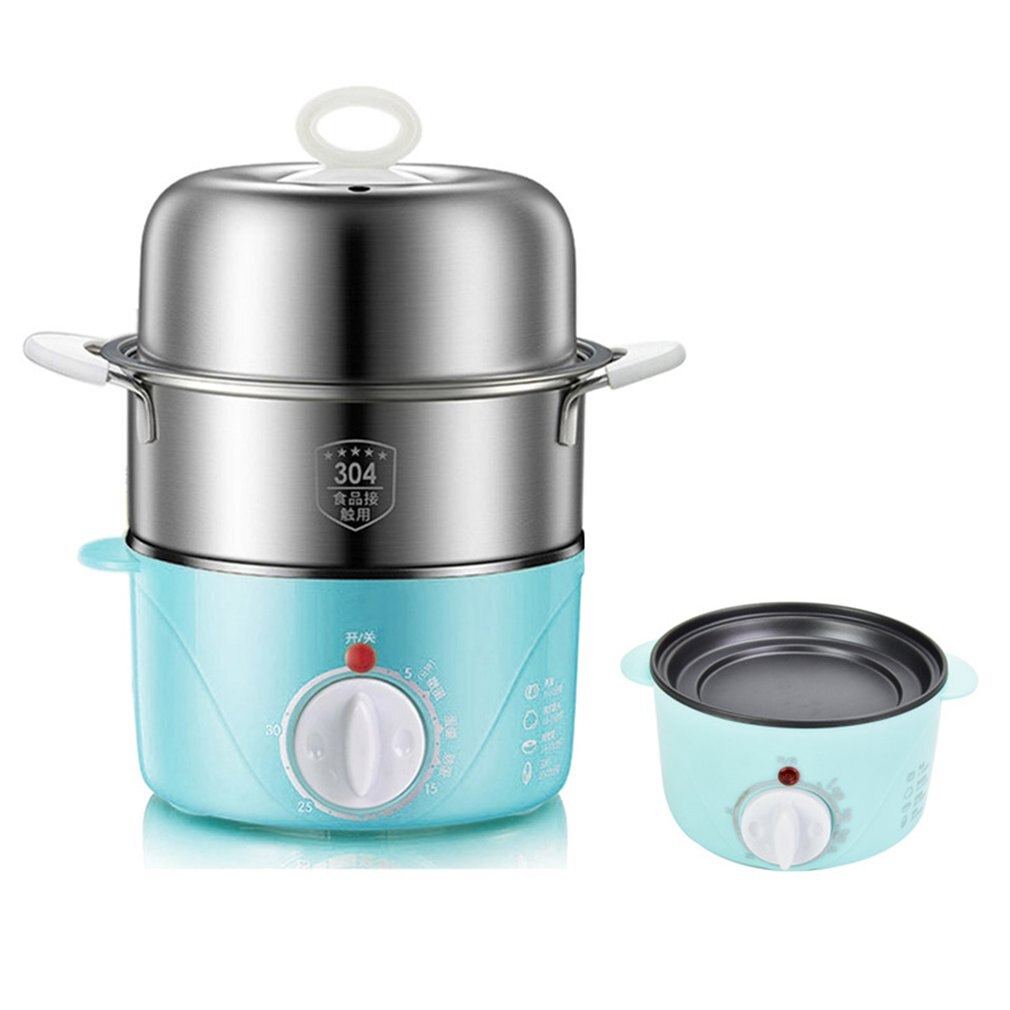 Stainless Steel Timer Double-Layer Egg Boiler Humanized Handle Antipyretic Steamed Pasta Fried Egg Egg Custard