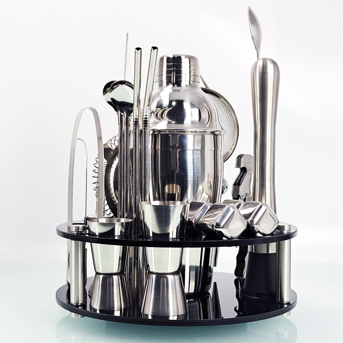 Zestaw barmańnarty 23-sztuka wibrator robić koktajli zestaw ze stali nierdzewnej lodu ziarna akrylowe stojak na napoje mieszane martini akcesoria barowe: 24P-550ML