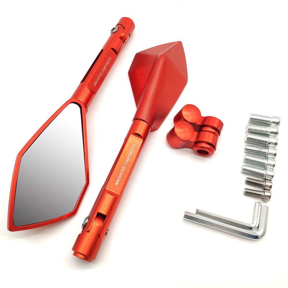 CNC Universal Motorcycle Mirror Rearview Side Mirrors Motorbike Accessories For Ducati 400 620 695 696 796 821 797 900 MONSTER: Orange
