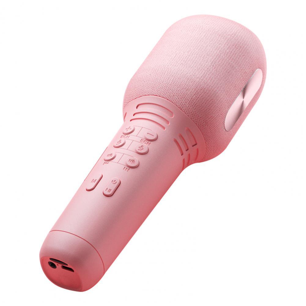 Wireless Handheld Microphone Bluetooth-compatible 5.0 Wireless Micro Condenser Microphone for Singing Recording: Pink