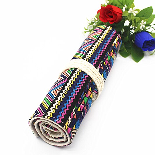 National Canvas School Pencil Case 36 Holes Roll Up Pencil Bag Portable Pencil Box School Supplies material escolar