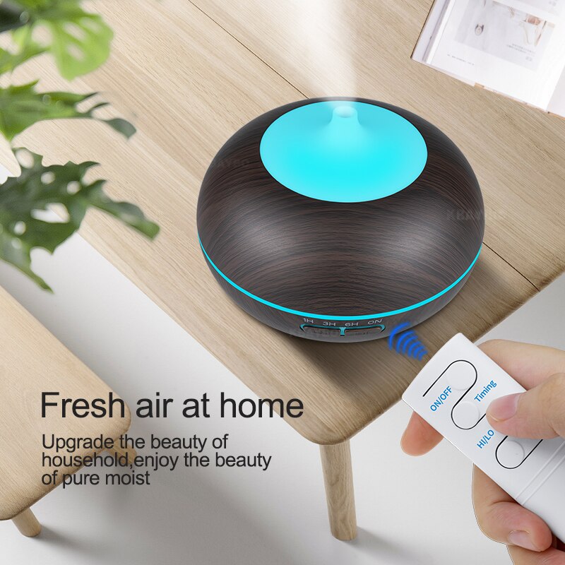 550ml remote control USB aroma oil diffuser wood electric humidifier ultrasonic air humidifier aromatherapy mist maker for home