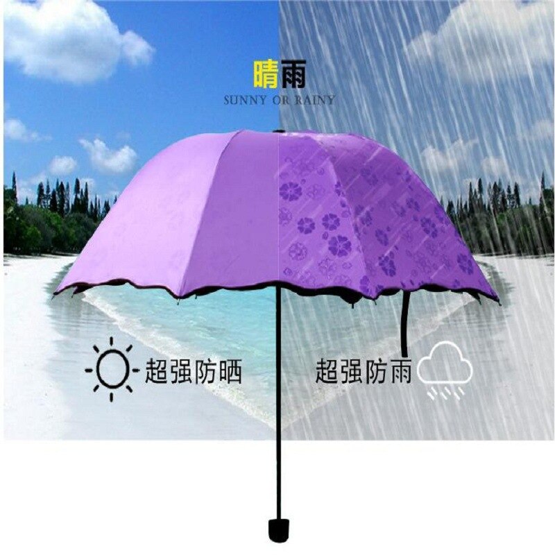 Paraguas de lluvia estilo universitario resistente al agua, paraguas que cambia de Color, sombrilla gruesa para mujer protección UV Water Open Th