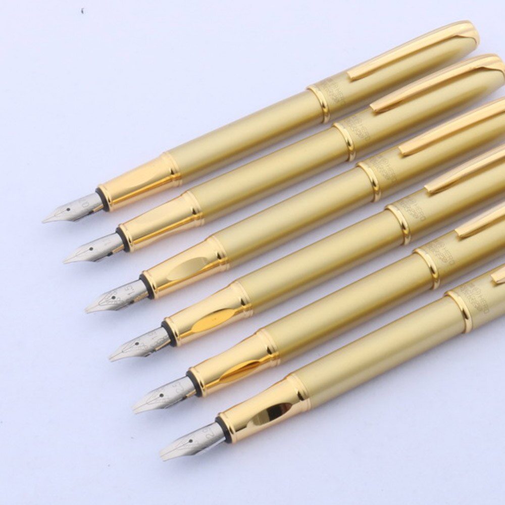 Penna stilografica in metallo dorato di alta qualità con punta piatta in metallo gotico parallelo
