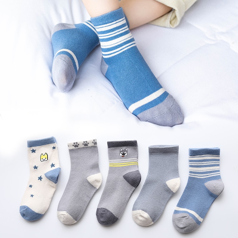 HIPAC 5 Paare Neugeborenes Baby Socken freundlicher Mädchen Jungen Winter Socke Paar für Kleinkind Jungen Mädchen Baumwolle Baumwolle Sterne Druck zubehör