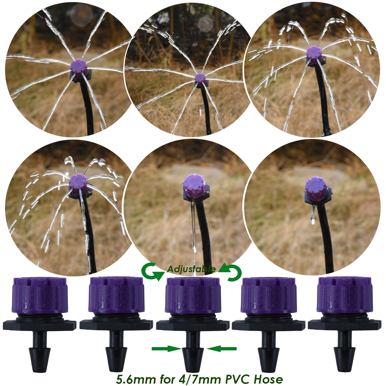 Greenhouse 30-800PCS 4-Type Garden 1/4'' Adjustable Micro Nozzle Drip Irrigation System 4/7MM Watering Sprinkler Emitter Dripper