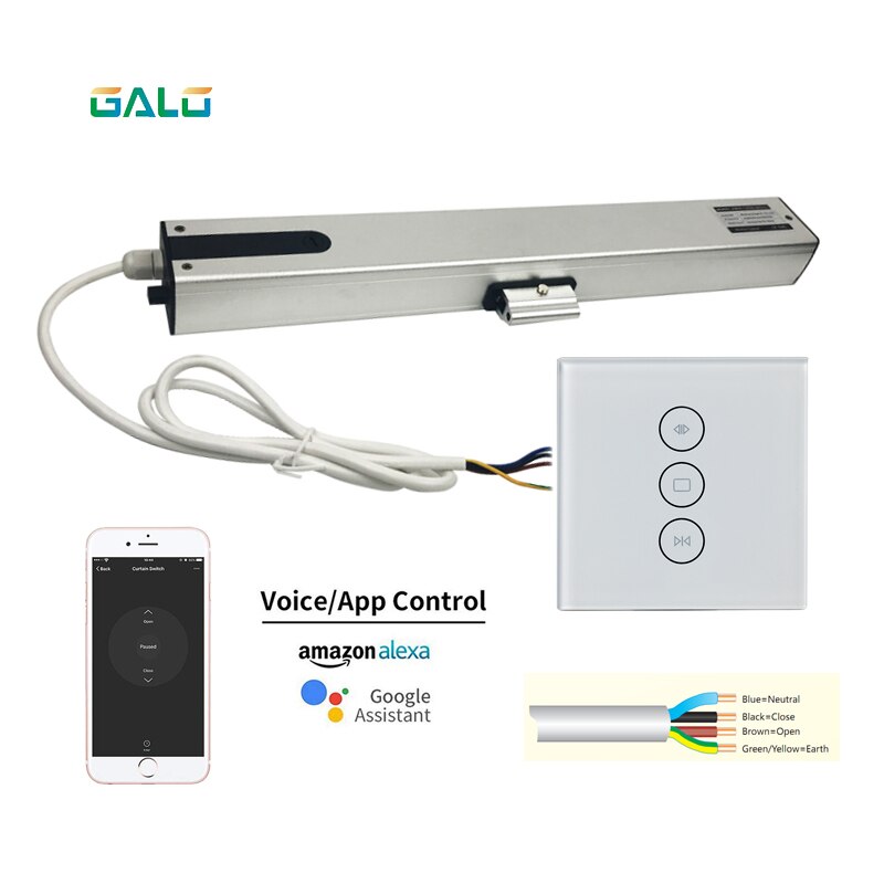 Ouvre-fenêtre électrique en chaîne, moteur 2/4 fils, Tuya WiFi, interrupteur pour rideaux et télécommande, accessoires en option