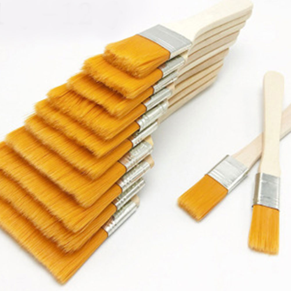 12 stk/sæt boligværktøj vægdekor genanvendelig grill nylon gouache med træhåndtag oliemaling til børn pensel