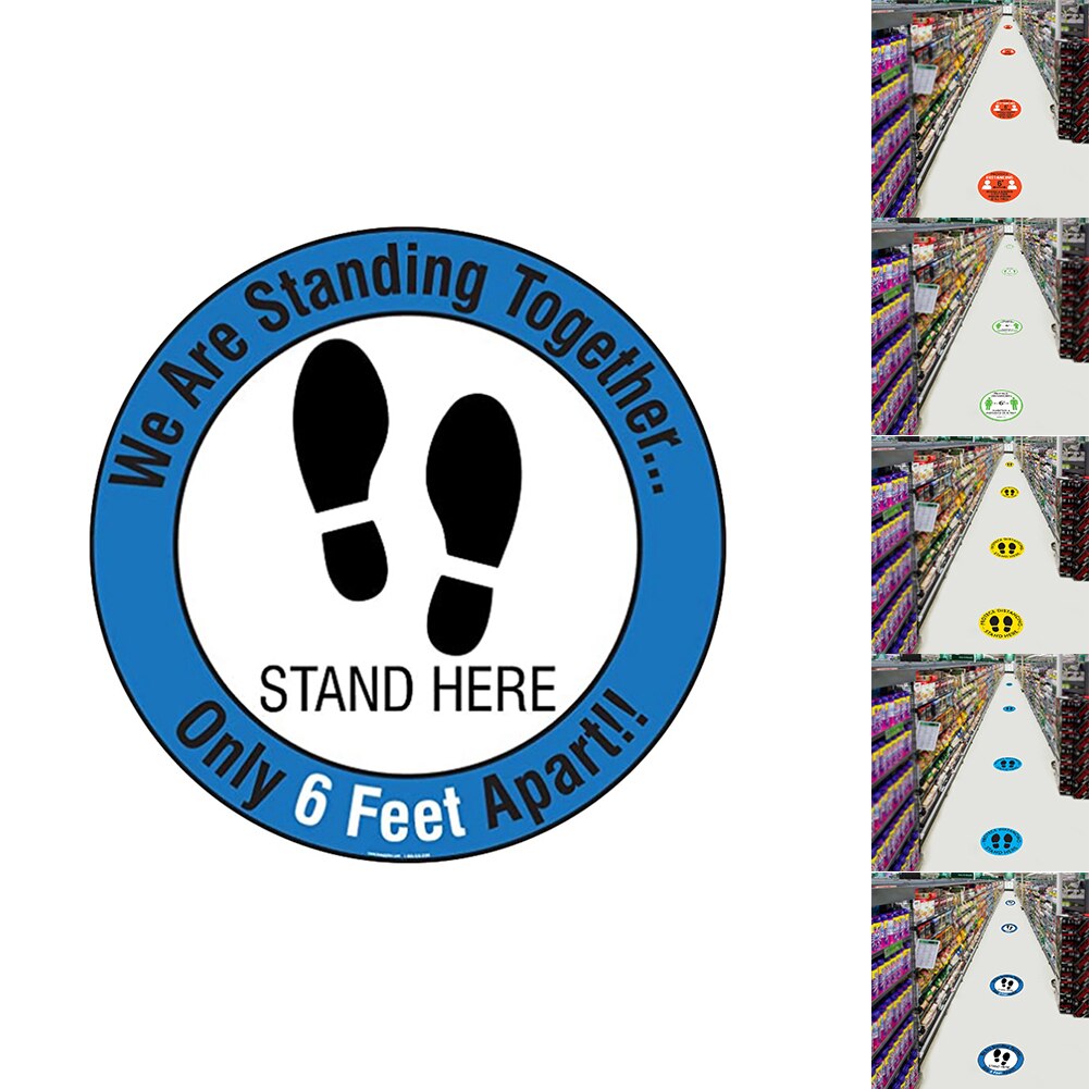 Anti Slip Cue Bank Public Area Social Distancing Floor Sign Line Up Adhesive Waterproof 6ft Round Store Pressure Sensitive Vinyl