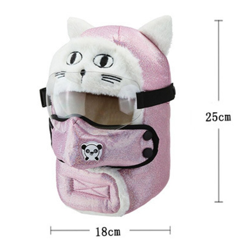 Earflap Pilot Hats and Goggles Trapper Bomber Hat Facemask Cap Bomber Hat with Full Face Ear Flap Children