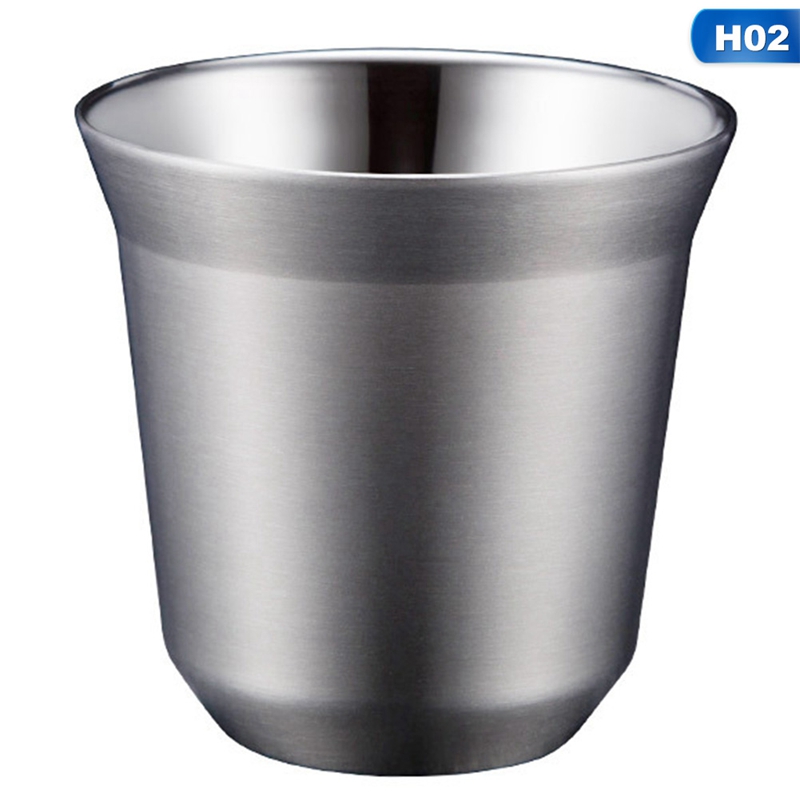 Jeu de 2 tasses expresso à Double paroi | Ensemble de tasses expresso en acier inoxydable, tasses à café isolées, faciles à nettoyer, 51-100ML: H02