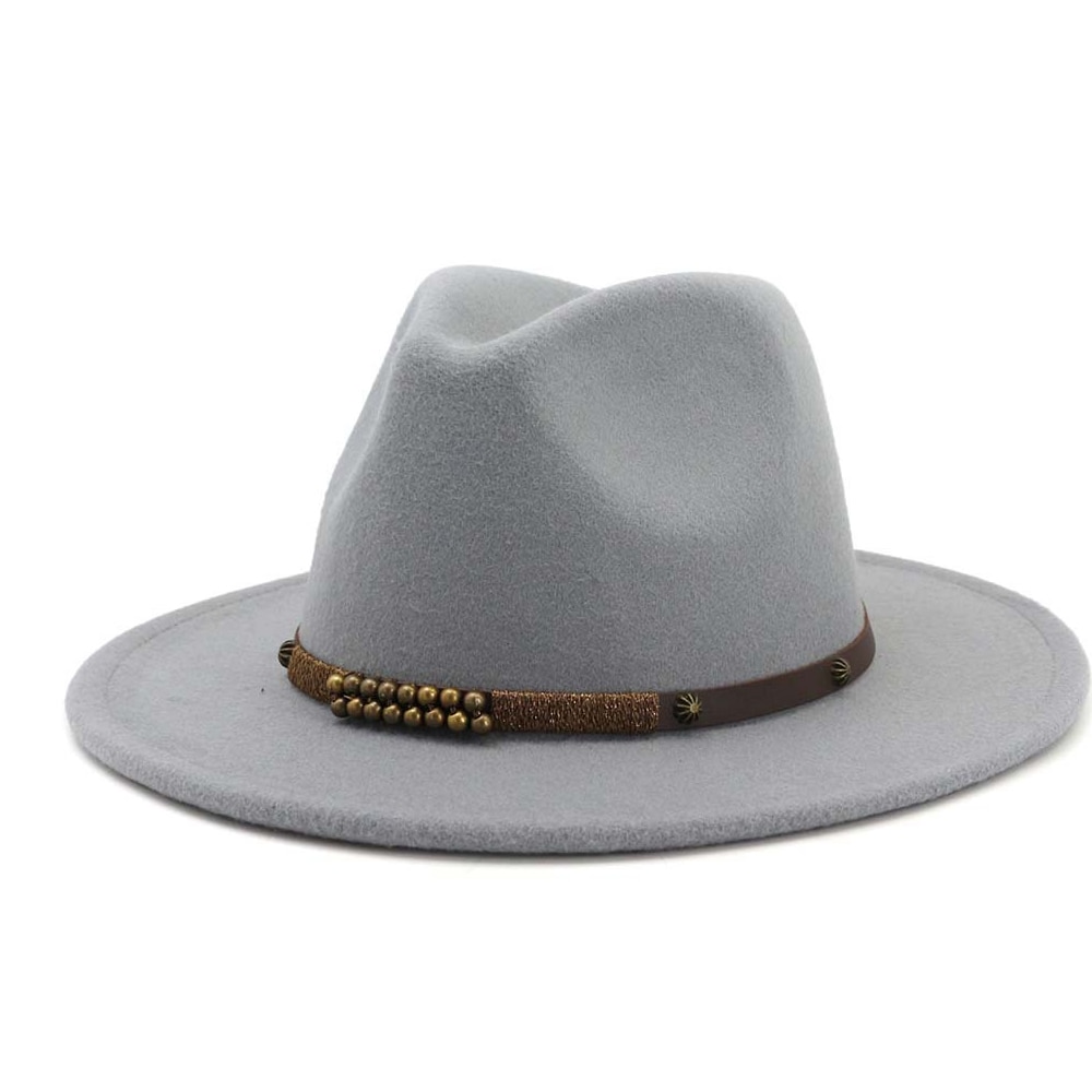 Men Women Fedora Hat With Belt Wide Brim Hat Ladies Winter Hat Pop Jazz Hat