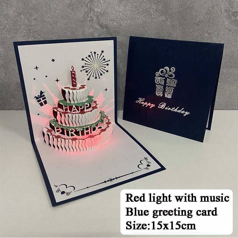 Carte de joyeux anniversaire 3D pour enfants, carte de musique à gâteau d&#39;anniversaire pour femme et mari, cartes de vœux Pop-Up, cartes postales, avec enveloppe: style 1
