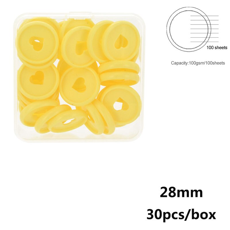 28mm A5 A6 Discbound Notebook Planner Discs Binding Ring Macaron Heart-shaped Mushroom Hole Disc Bound Discs Binding Supplies: Macaron Yellow 28mm