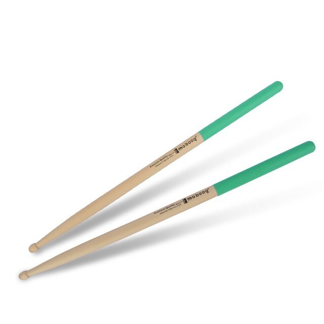 1 Paar Professionele Drum Sticks 5A Maple Hout Antislip Kleurrijke Handvat Drumsticks Percussie Muziekinstrumenten Voor Beginners: Green