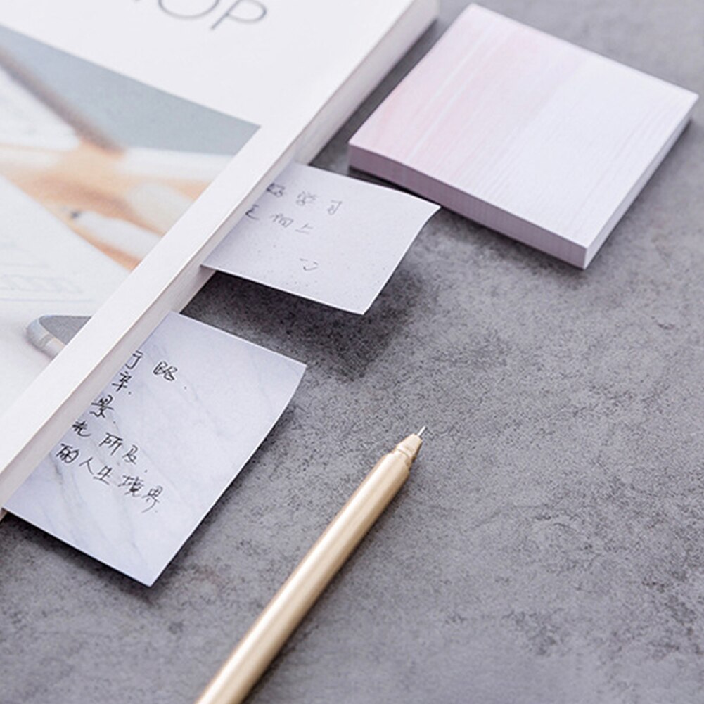 6 Stks/set School Briefpapier Home Office Studie Steen Textuur Voor Herinneringen Diy Pads Werken Multifunctionele Zelfklevende Note