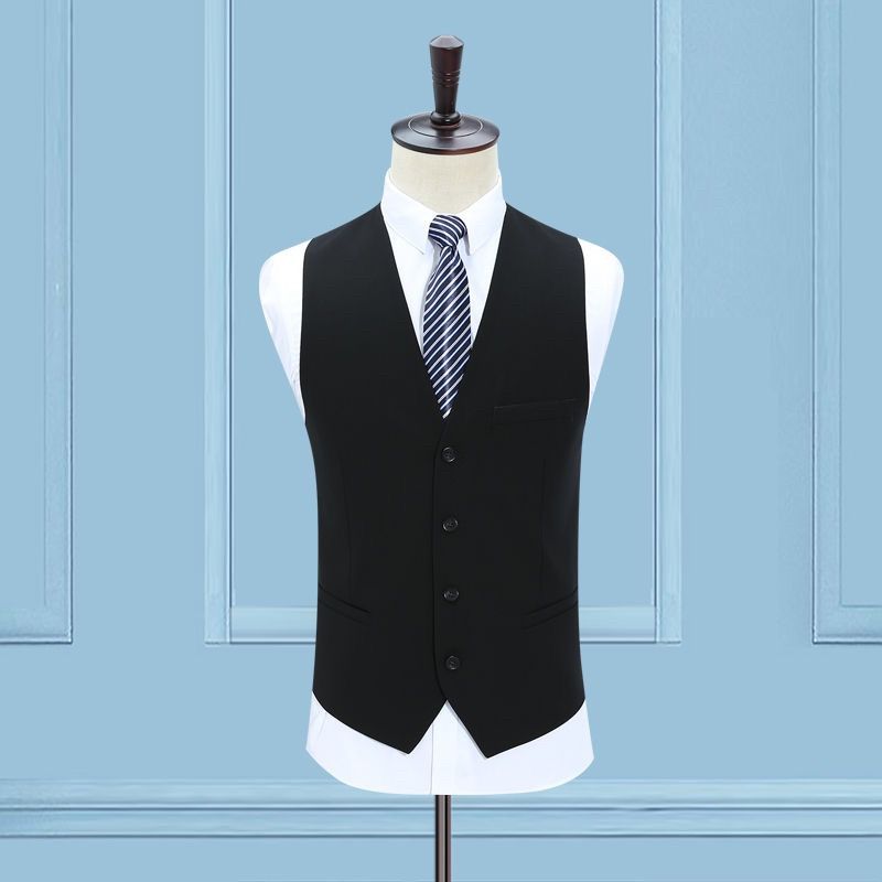 British Style Mens Suit Vest Casual Business Sleeveless Waistcoat Wedding Party Business Gentlemen Classic Vests HOWDFEO: Black / 4XL
