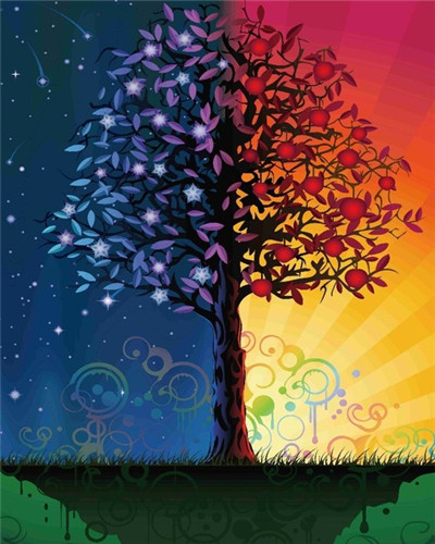 Evershine peinture par numéros arbre dessin art coloriage par numéros paysage peinture à la main ensemble mural: Tailles -1004