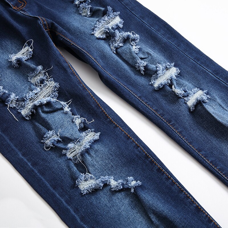 Stil Luxus männer schlank Jeans Hosen Herren See Hosen Gerade Elastische Zerstört Jeans Für Männer Plus Größe