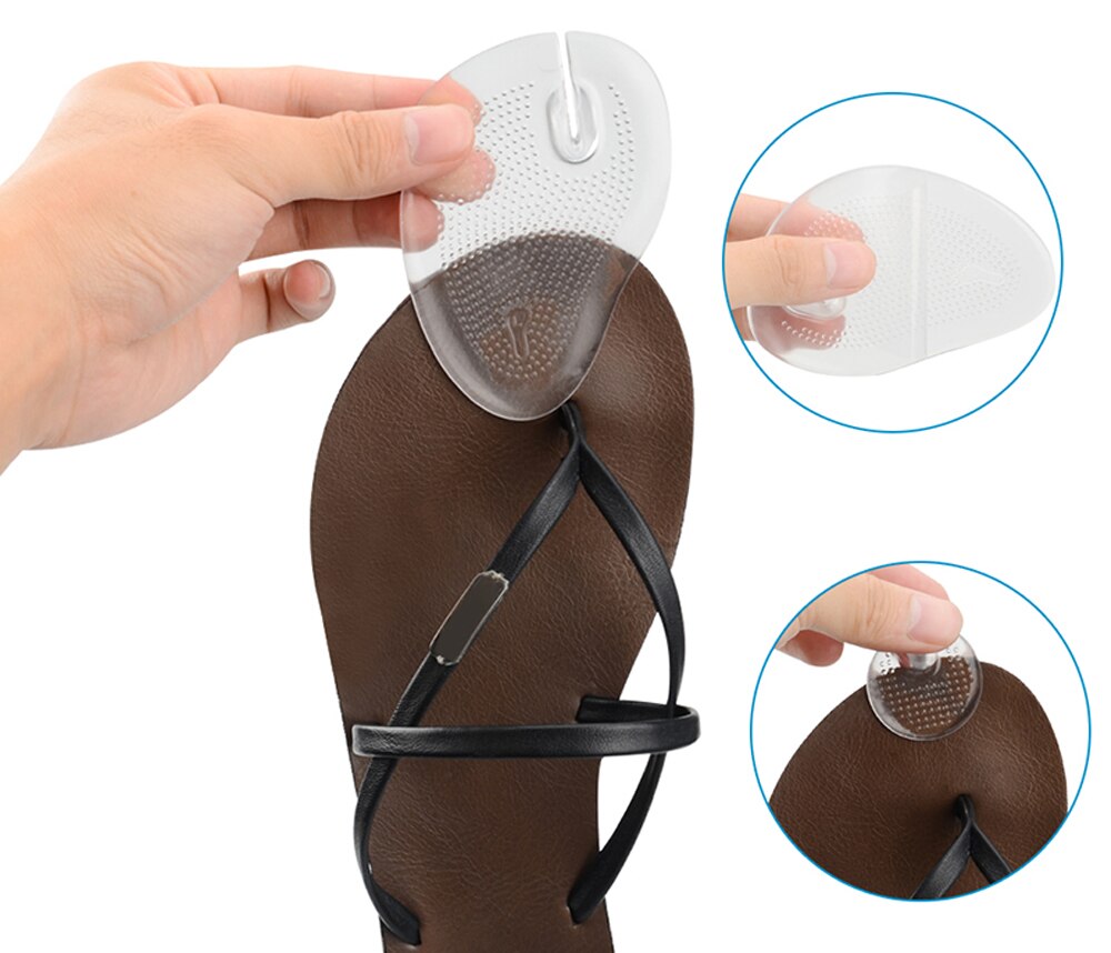 Almohadillas de silicona para el antepié, 2 pares, para sandalias, chanclas, zapatillas, antideslizantes