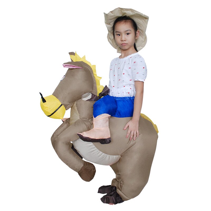Halloween Adults Children Ride on Animals Inflatable Costumes Ox Carry Me Fancy Inflatable Clothing Cartoon Cowboy Costume Props