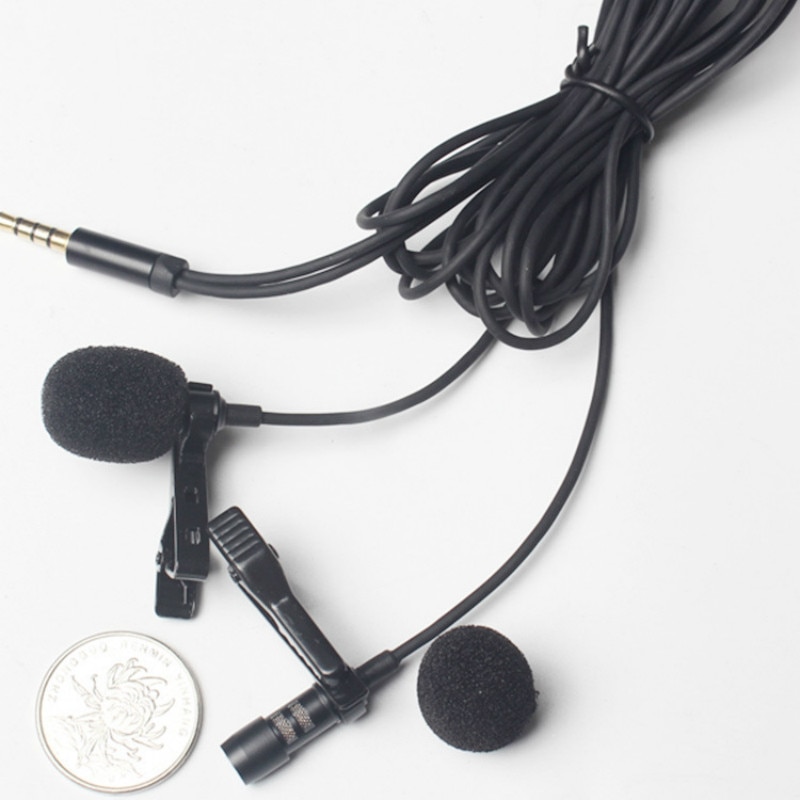 Mini 3.5mm Jack Dual Microphone Lavalier Tie Clip Microphones Microfono Mic For Speaking Speech Lectures 1.5m Cable for iphone