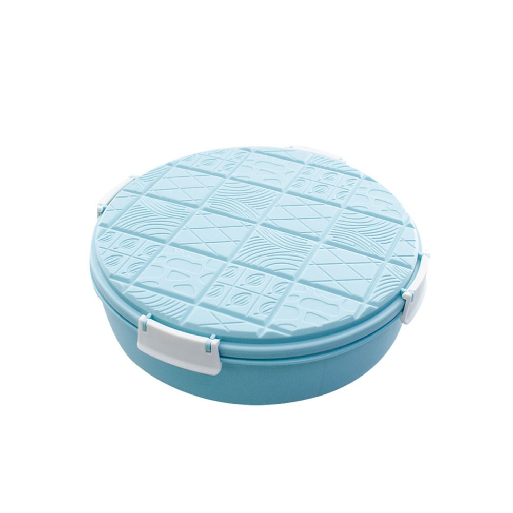 Cute Snack Serving Container Appetizer Tray Round Dried Fruit Organizer Divided Candy Nut Platter Dish with Lid (Blue)