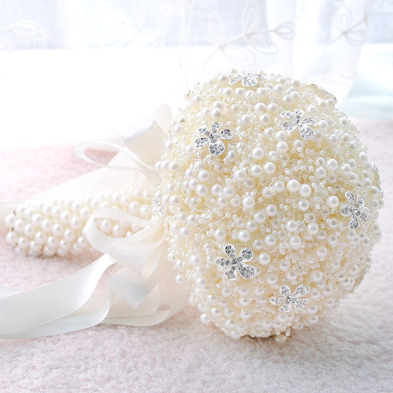 8 Colors Wedding Bouquet Cream Pearl Bride Holding Bouquet buque de noiva Wedding Accessory Bridal Wedding Pearl Bouquet