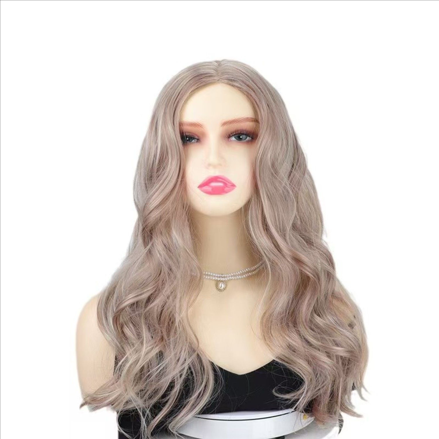 Cheveux synthétiques longs de 26 pouces (environ 70 cm), brun foncé, or rose, brun clair, cheveux bouclés de partie centrale, usage quotidien, fête,: YELLOW