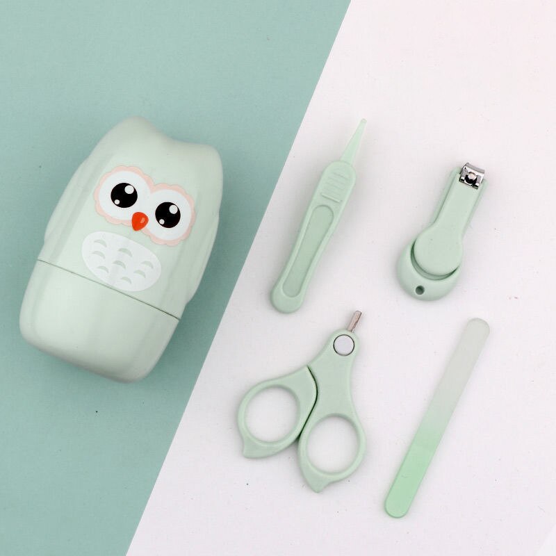 Mondhygiëne Kit Voor Babykamer Baby Nail Cutter Nail File Cutters Draagbare Nail Care Tool Voor Manicure Met Doos Voor pasgeborenen Van 0: Green owl