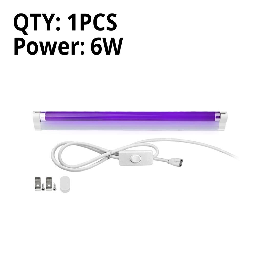 6W8W Blacklight Buis T5 Ultraviolet Lamp Uva 365nm Blauw Uv Licht Bar Lamp 110V 220V Tl Cfl Violet lamp Detectie Podium: 1Pcs 6W With Plug / 220V EU