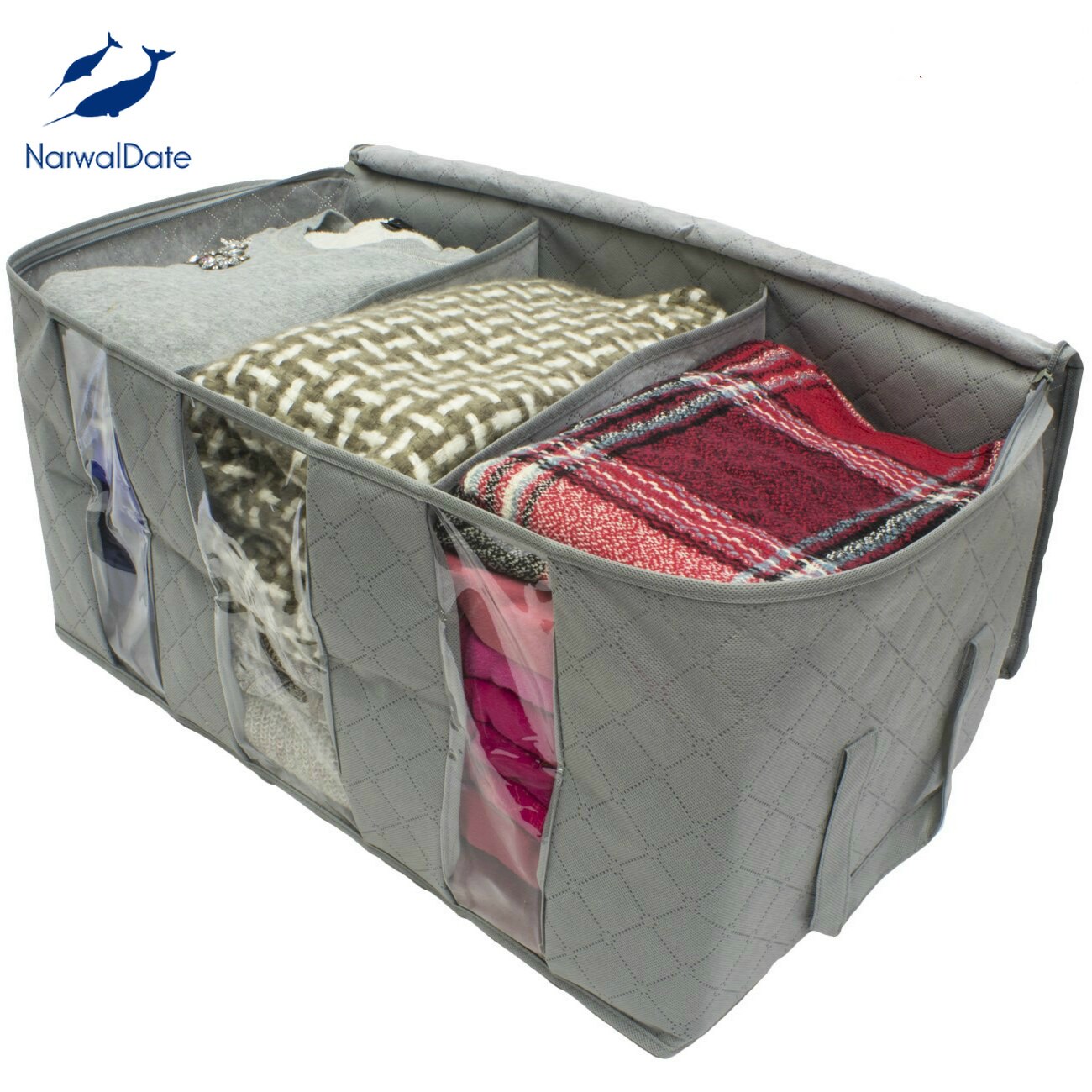 65l opbevaringsboks til vintertøj under seng stabelbare kasser tykke frakker organizer gennemsigtig taske garderobe organizer opbevaringstasker