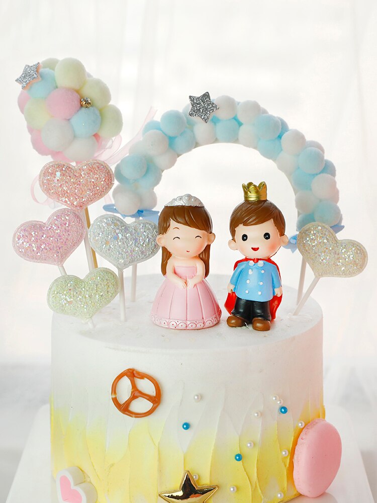 Princesa princesa resina casamento estátua bolo topper para festa de noiva figuras decorativas para casal feliz aniversário bolo topper