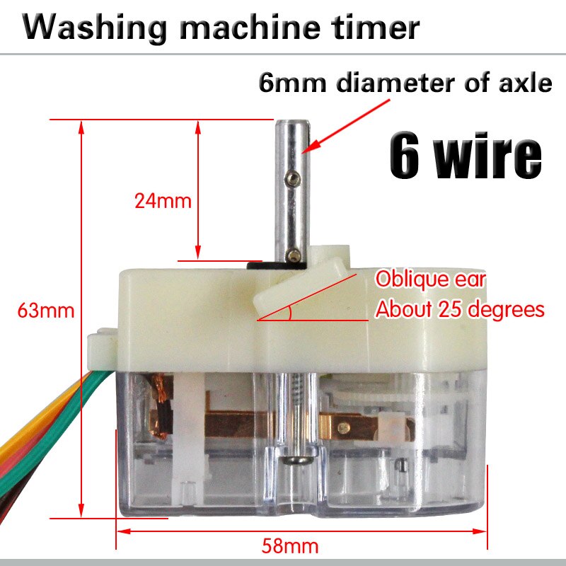 6-line 180 degree inclined ear Washing machine timer switch Wash timer Semi-automatic double-cylinder washing machine