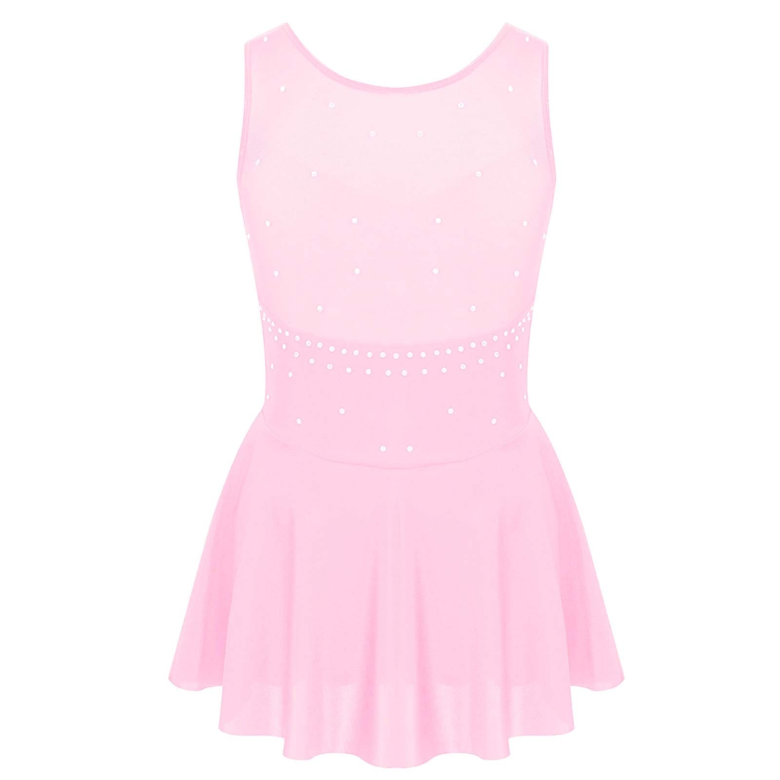 Robe de Ballet pour Fille, Tenue de Ballerine de Patinage Artistique avec Dos en Strass, pour Spectacle sur Scène